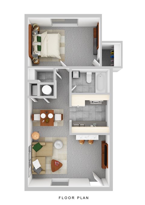 Floor plan for 1 bed, 1 bath, 903 sqft